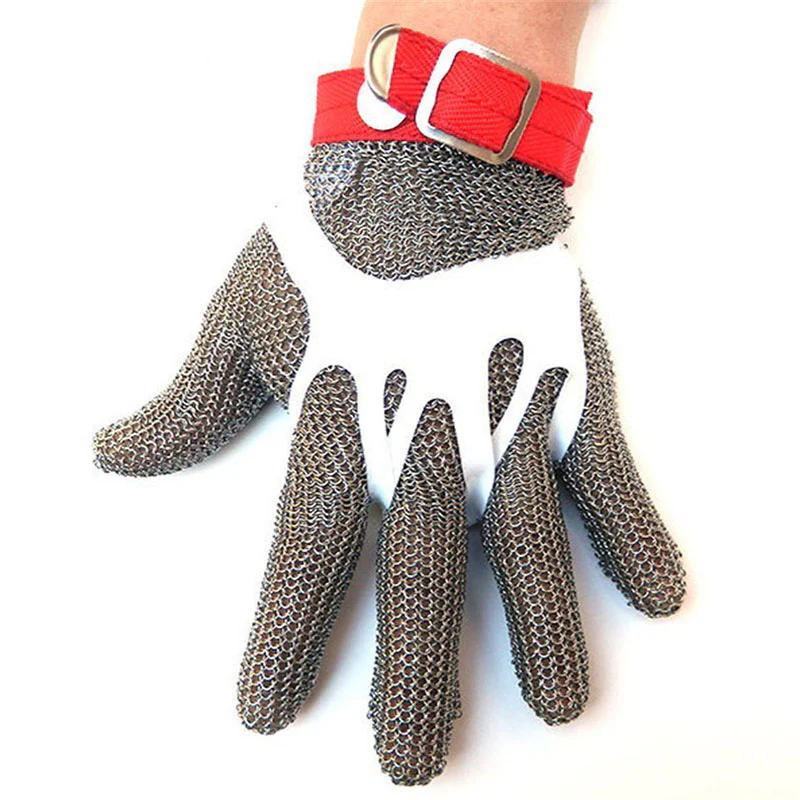 Skydda Metal Mesh, 5 Finger Metal Chain Glove with Textile Strap & Elastic Grip - Image 3