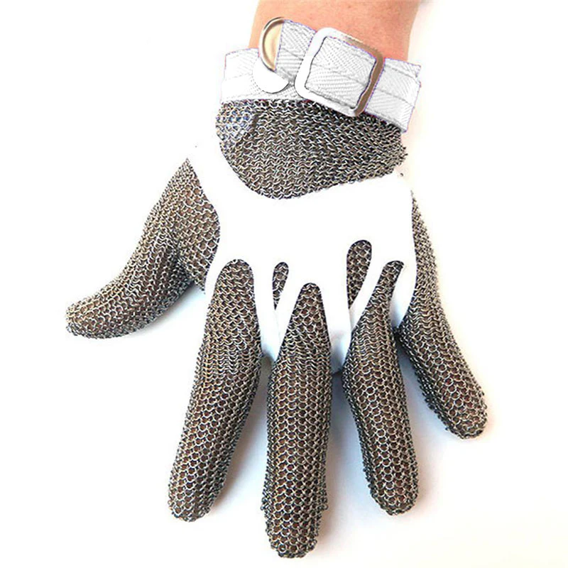 Skydda Metal Mesh, 5 Finger Metal Chain Glove with Textile Strap & Elastic Grip - Image 4